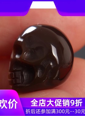 藏传西藏药师天珠雕骷髅配珠 文玩diy隔珠 手串顶珠背云项链吊坠q