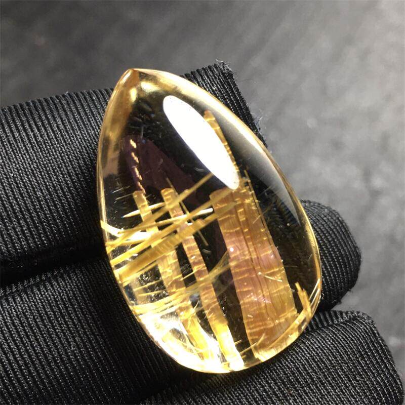 天然水晶金发晶巴西板钛晶猫眼水滴裸石吊坠项链11.2克原矿顺发邮