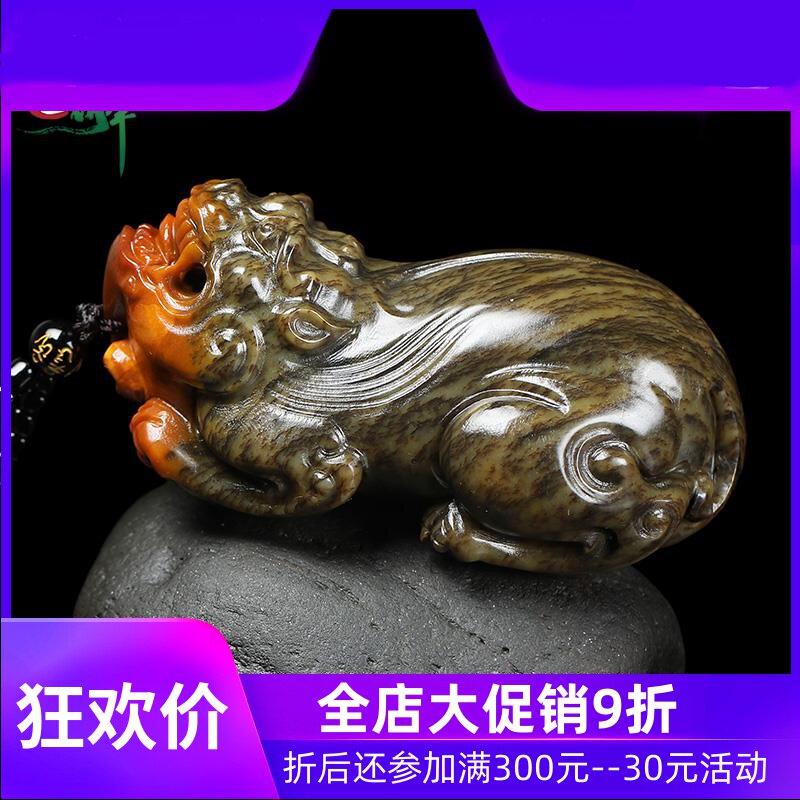 和田玉糖玉貔貅手把件男款皮休文玩把玩件皮丘小摆件含证书yzf