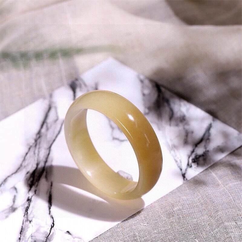 天然新疆料和田玉且末糖手镯平安镯玉质细腻油性好老坑料61mm犹