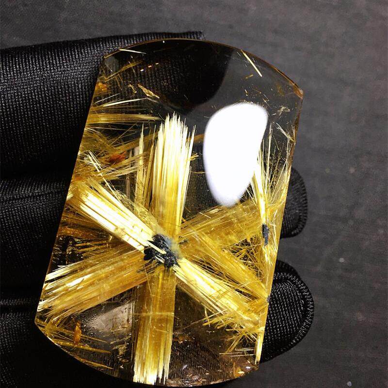 天然水晶巴西钛晶花平安无事牌项链吊坠36.6金发晶板钛猫眼原矿贺