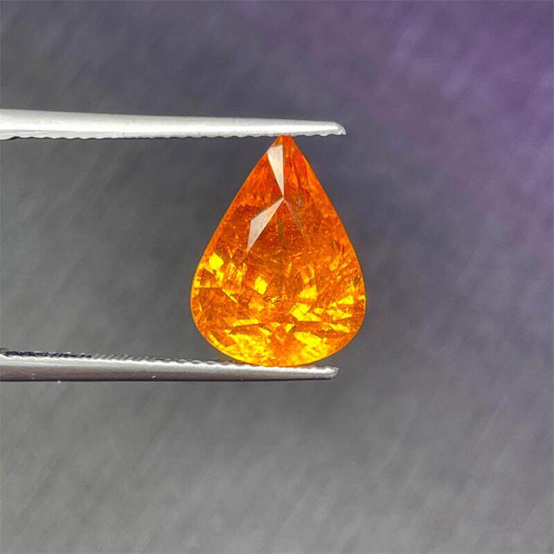 天然芬达石水滴吉尔德证书VividOrange透火彩满6.89克拉裸石悠