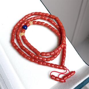 天然珊瑚鼓珠手链项链手串5mm原色宝石阿卡沙丁牛血红科西嘉速