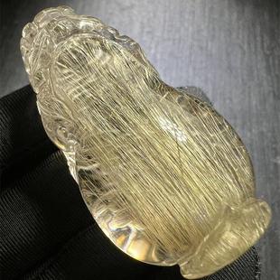 天然水晶金发晶巴西板钛晶猫眼貔貅吊坠项链61.1原矿顺发邮