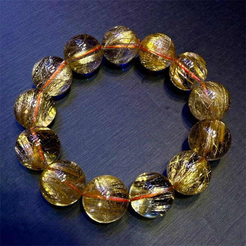 天然巴西金发晶钛晶大颗粒女款手链手串晶体干净发丝硬顺饰品贺