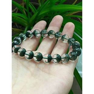 xy0 晶体通透几乎无红 天然巴西绿幽灵9.8mm聚宝盆手链 重24.9克