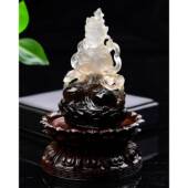 天然巴西茶水晶俏色观音吊坠摆件 规格92 36mm重150g配证书ss0