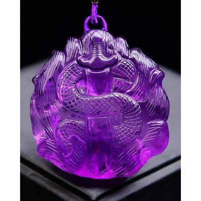 天然巴西紫水晶五仙狐狸吊坠项链 狐狸 黄鼠狼 蛇 刺猬 老鼠 ss0