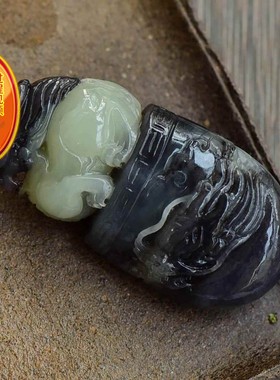 天然新疆和田玉烟紫色招财貔貅手把件 把玩件 油润细腻入手即油hh