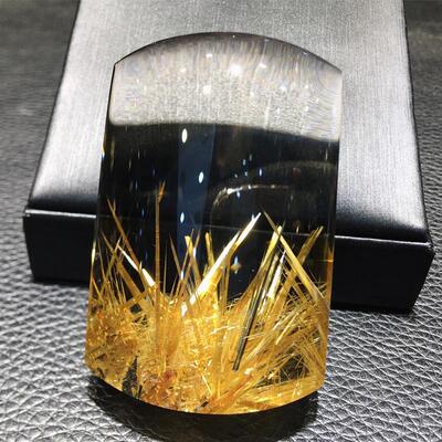 天然巴西水晶钛晶无事牌项链吊坠77.2g金发晶板钛猫眼原矿礼物速