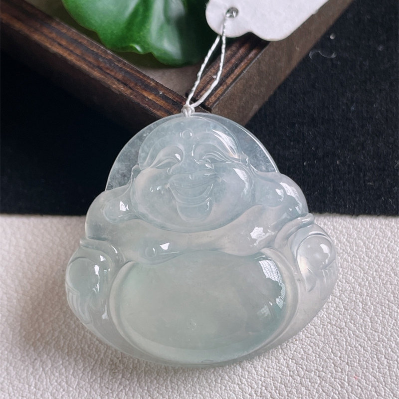 天然缅甸A货翡翠a货冰糯种原矿正品晴水绿佛公吊坠项链10.63g即