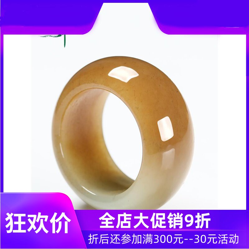 和田玉糖白玉扳指天然玉石玉器男款素面指环戒指含证书yzf