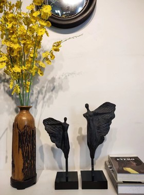 铁，黑水晶装饰简约天使舞者摆件