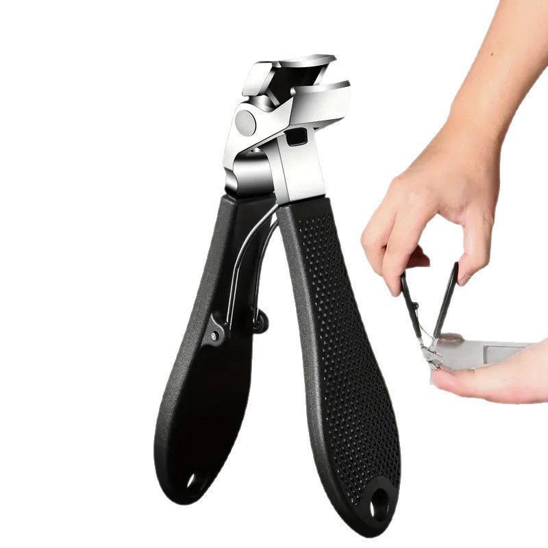 不锈钢指甲钳防飞溅指甲刀弯头大开口指甲剪厚甲专用美甲修甲工具