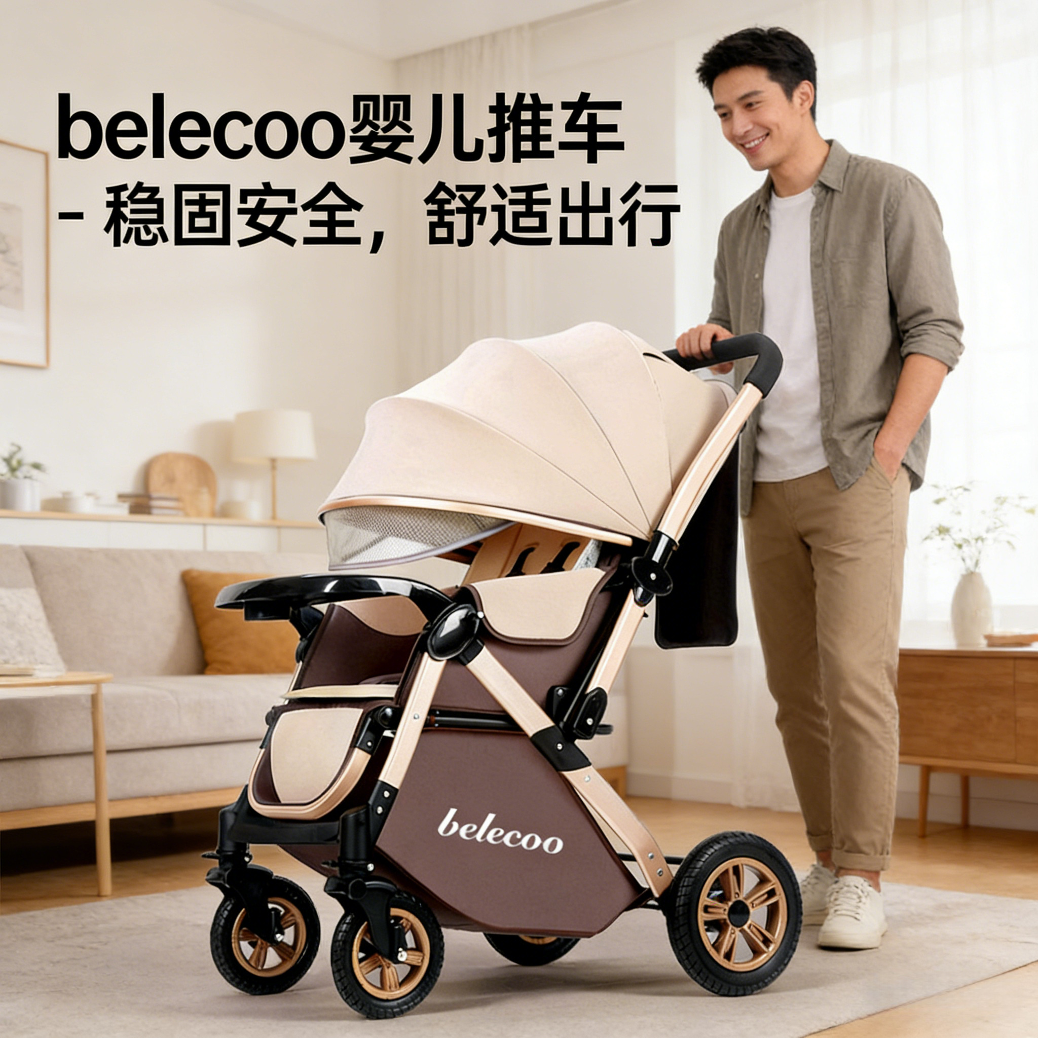 高景观双向可坐躺减震婴儿推车