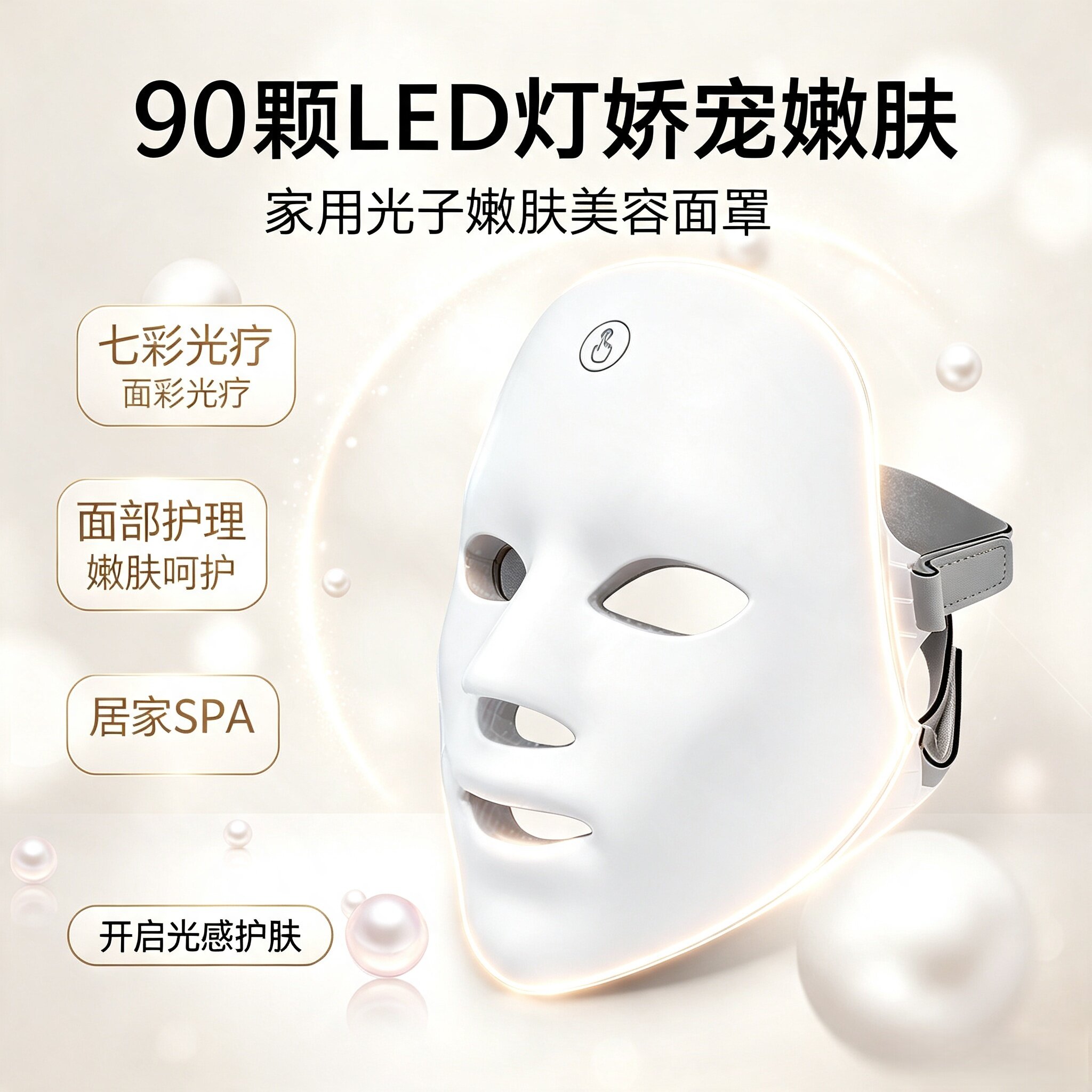 彩光面罩充电款美容面罩 LED光子嫩肤红光面罩家用光谱面部护理仪