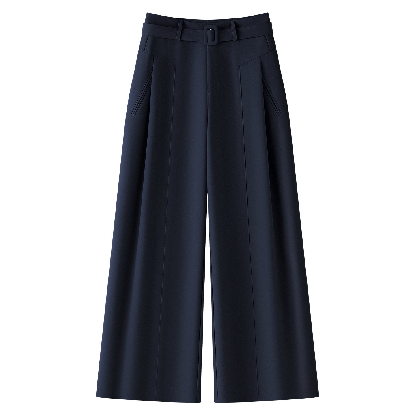 藏青蓝阔腿休闲裤女秋冬款加厚高腰宽松垂感西装直筒裤子通勤风