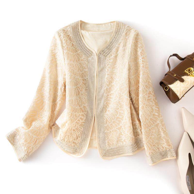 2026春夏新款OL气质纯色简约薄款外套奢华刺绣上衣85083