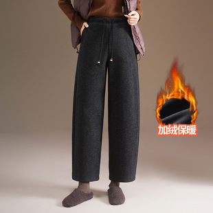 九分毛呢阔腿裤女秋冬今年流行爆款郑州女裤休闲梧桐裤子休闲裤