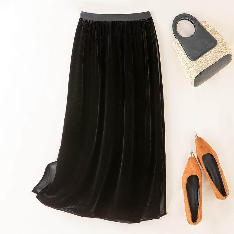 女装秋冬新款半身裙 真丝丝绒开叉性感显瘦包裙85160,女装/女士精品,半身裙,淘宝优惠券,粉丝福利购,淘宝优惠卷