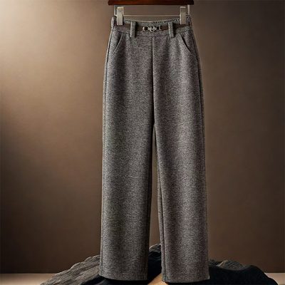 高档休闲裤人字纹毛呢直筒裤