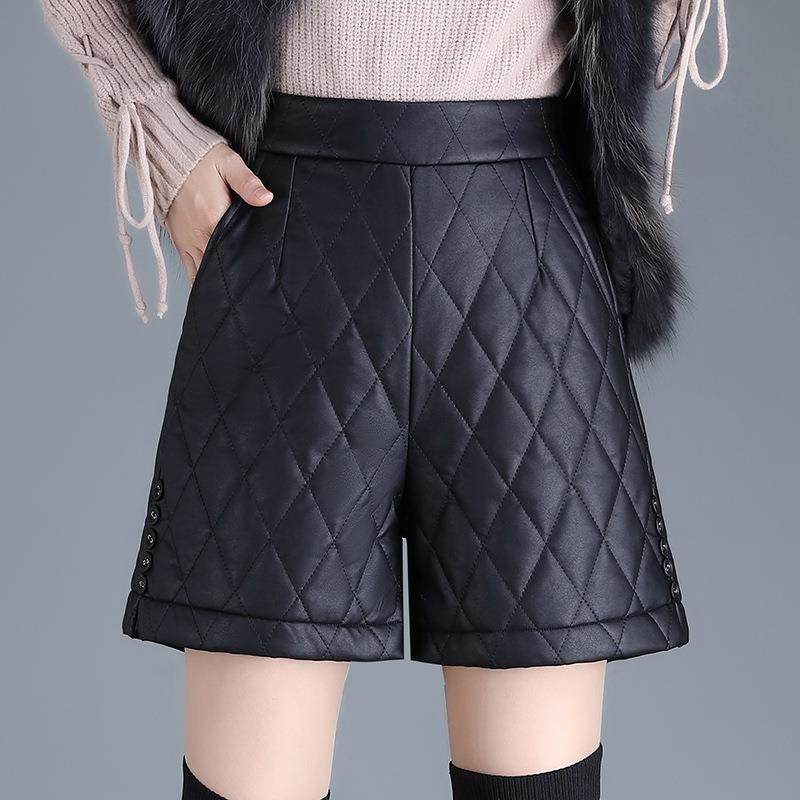 夹棉加厚皮短裤女2023新款秋冬阔腿宽松PU短皮裤外穿高腰冬季靴裤,女装/女士精品,休闲裤,淘宝优惠券,粉丝福利购,淘宝优惠卷