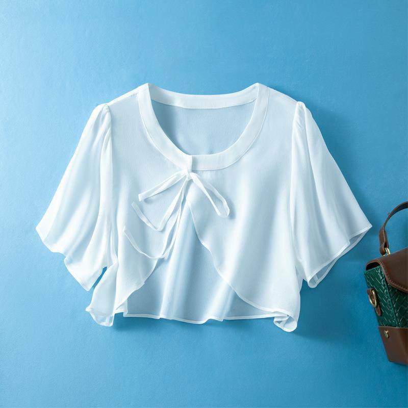 小披肩女外套配裙子薄款2025新时尚真丝短款法式吊带裙罩衫85154,女装/女士精品,蕾丝衫/雪纺衫,淘宝优惠券,粉丝福利购,淘宝优惠卷