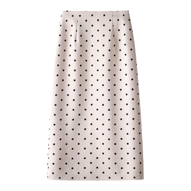 A字裙新款白色波点包半身裙