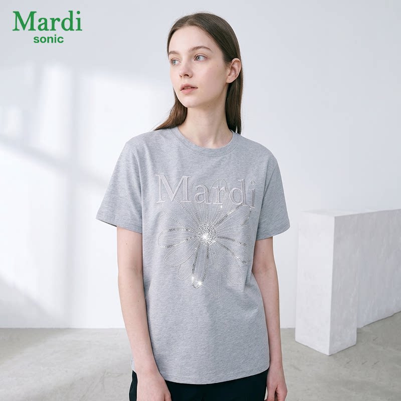 MARDI SONIC短袖闪亮短袖夏季小雏菊刺绣休闲百搭减龄出片T恤图片