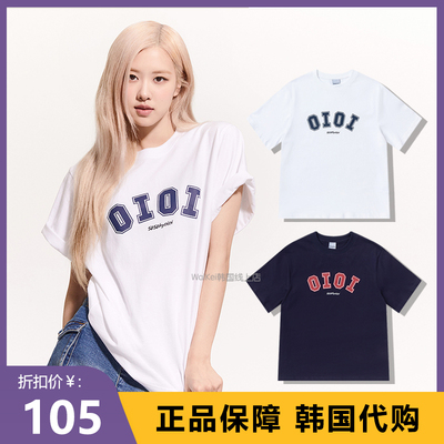 韩国潮牌oioi短袖rose朴彩英同款圆领宽松纯棉夏季男女情侣T恤