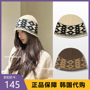 韩国Low classic帽子迪丽热巴同款毛线针织帽保暖大头围帽