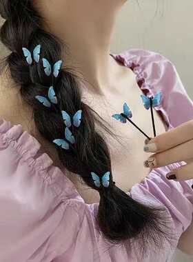 超仙蝴蝶一字夹日系灵动精灵蝴蝶发夹发卡可爱仙女森系发饰侧边夹