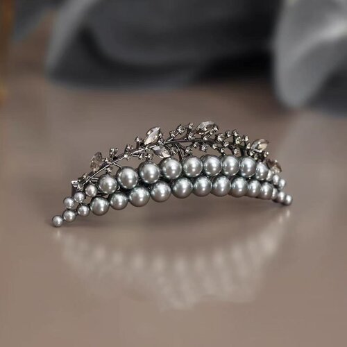 时尚珍珠皇冠弹簧夹奢华月亮发夹