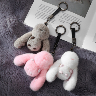 水貂毛兔子包包挂件高级感绒女汽车可爱精致公仔礼物背钥匙扣挂饰