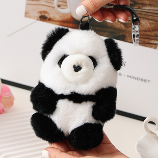 【大熊猫】獭兔毛花花熊猫车钥匙扣挂件公仔玩偶毛绒包挂件挂饰