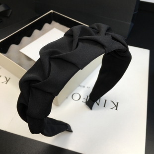 褶皱发箍宽边发卡日韩布艺头箍纯色简约洋气发窟法式 网红发捆发饰