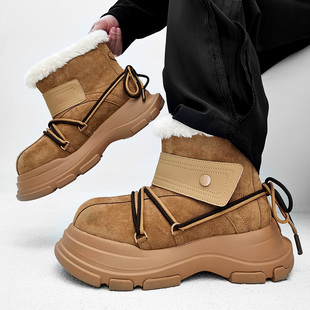 小熊面包丑萌大头雪地靴男冬季加绒保暖高帮东北棉鞋厚底大头靴女
