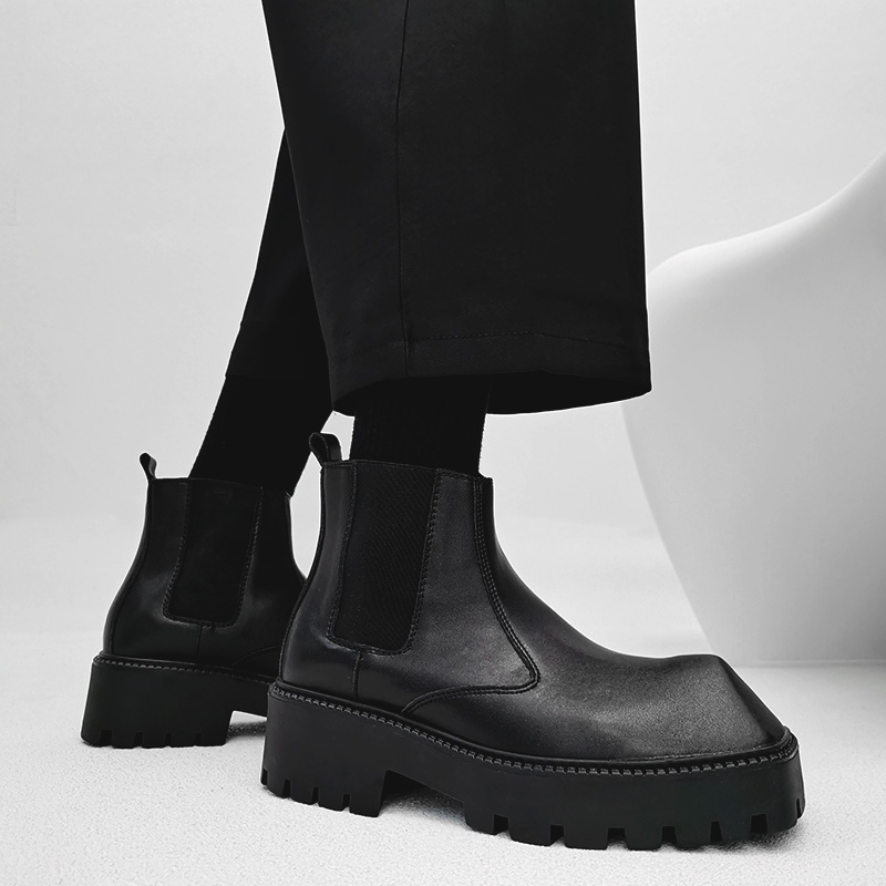 巴黎犀牛角马丁靴小众高街风短靴