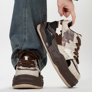 潮牌火烧云厚底板鞋男女小众8cm隐形内增高溶解鞋情侣休闲面包鞋