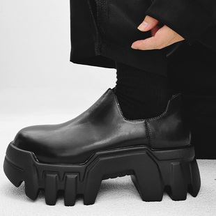 高级感套脚皮鞋 巴黎推土机厚底德比鞋 男潮小众炸街增高坦克大头鞋