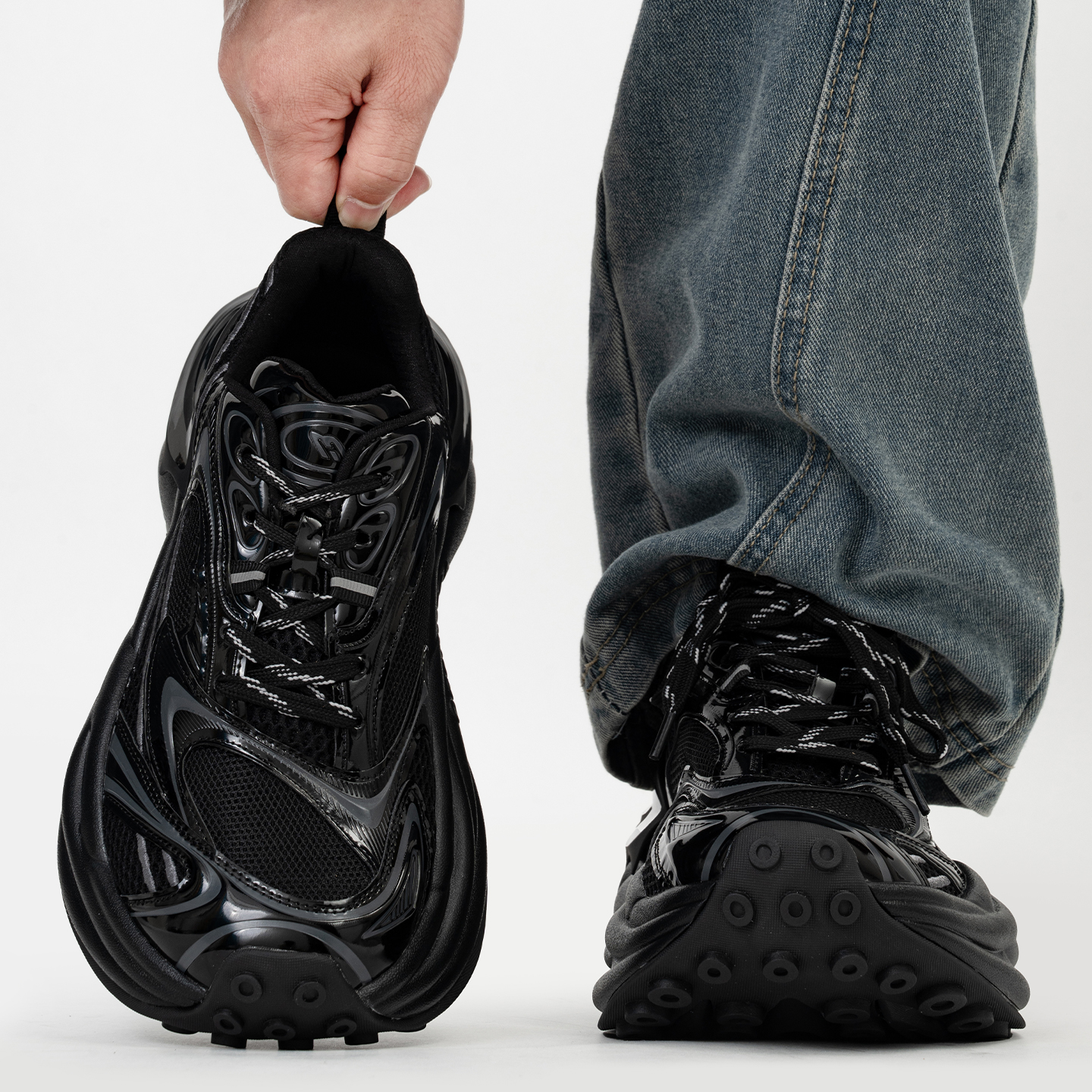 黑武士大头老爹鞋男女小众复古厚底运动休闲鞋情侣增高章鱼轮胎鞋