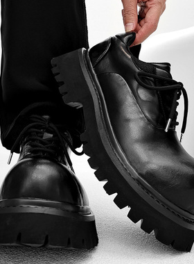 英伦cleanfit翘头德比鞋男女黑色厚底增高通勤皮鞋美式米奇大头鞋