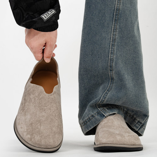 老钱风通勤穆勒鞋男潮牌休闲一脚蹬懒人乐福鞋复古薄底大头勃肯鞋