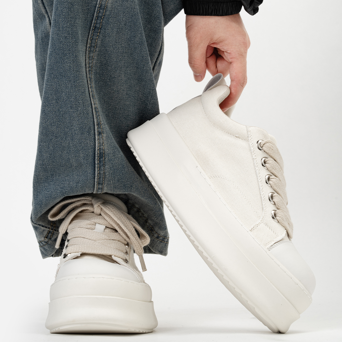 白色隐形增高8cm板鞋男美式休闲松糕帆布小白鞋厚底德比大头鞋女