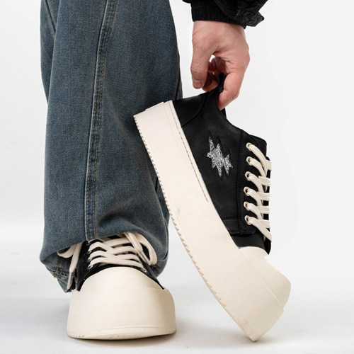 王嘉尔同款闪电德比鞋男潮美式黑色通勤大头鞋女奶香厚底休闲板鞋