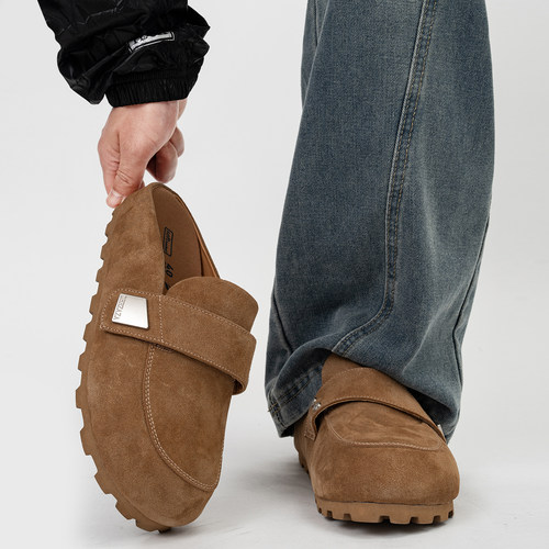 复古大头勃肯鞋男女小众高级感一脚蹬包头半拖鞋厚底内增高穆勒鞋