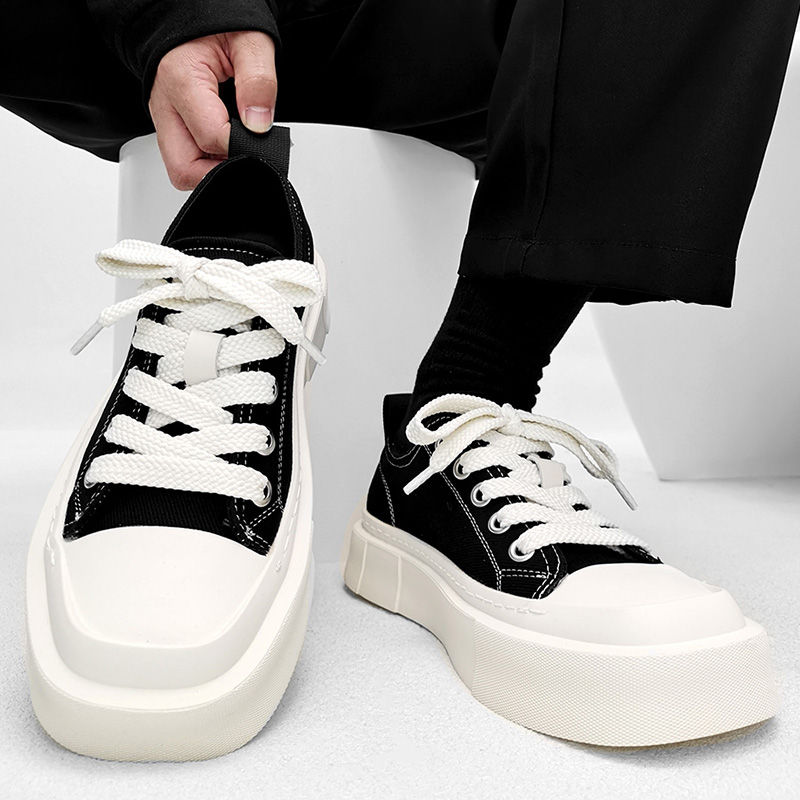 新潮方头帆布鞋百搭休闲饼干鞋