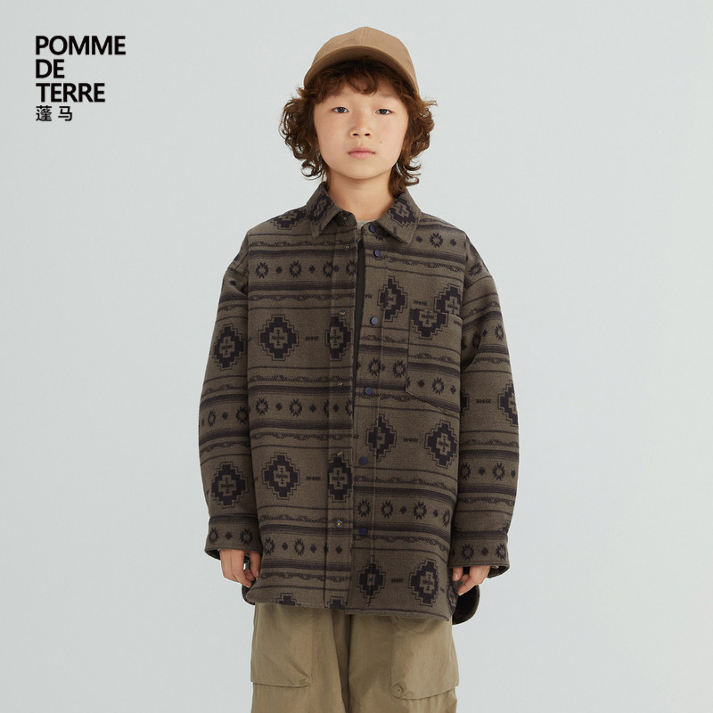 蓬马大童羽绒服短款民族风错位印花秋冬装男女儿童pomme de terre,童装/婴儿装/亲子装,羽绒服,淘宝优惠券,粉丝福利购,淘宝优惠卷