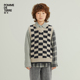 蓬马大童毛衣背心V领棋盘格复古气质秋冬男女儿童pomme terre