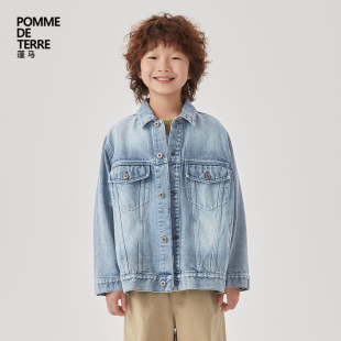 男女儿童pomme 蓬马大童夹克外套棉质进口面料秋装 terre 牛仔